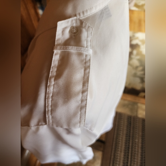 Diane Von Furstenberg White Utility Long Sleeve Blouse Size 12 - Picture 5 of 8